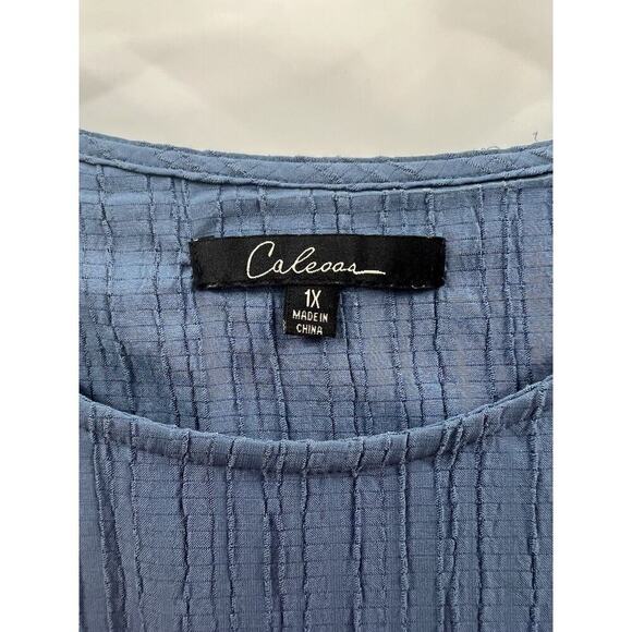 Calessa Women’s 3/4 Sleeve Assymetrical Tunic Top Cadet Blue Size 1X - Picture 3 of 8
